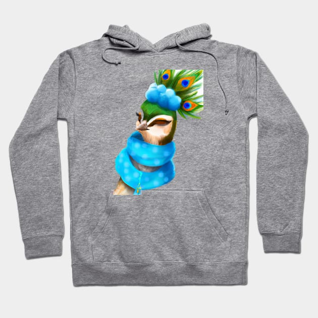 Cute Peacock Drawing Hoodie by Play Zoo